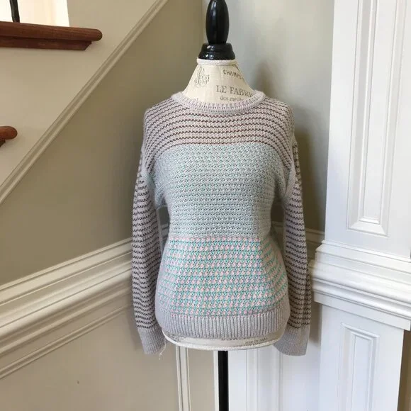 Rachel Comey Prescot Sweater Womens Small Blue Pink Crew Neck Alpaca Cotton Knit - Picture 2 of 10